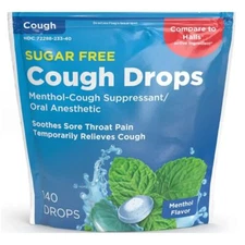 Basic Care Sugar Free Menthol Cough Drops, 140 count