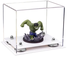 Versatile Clear Display Case-Rectangle Box w/ Silver Risers & White Base (A003)