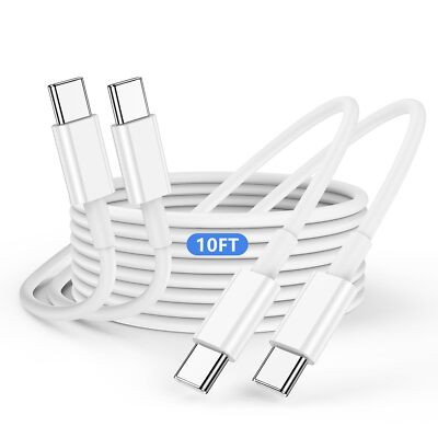 2x Cable Cargador 10-Pies USB Tipo C Carga Rapida 60 W Para iPhone 16 Pro Max
