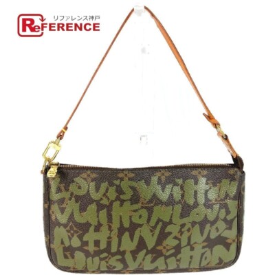 Louis Vuitton LV Graffiti Pochette Accessoires Khaki Used Handbag