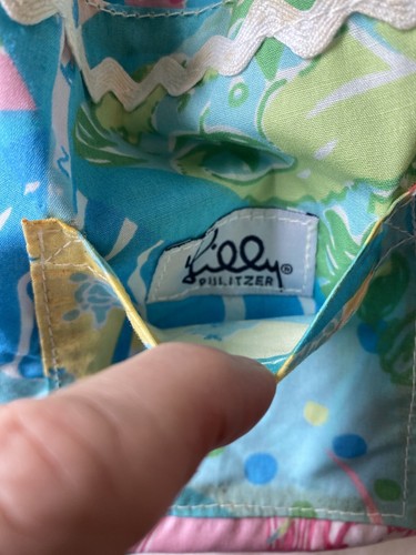 NWT Lilly Pulitzer Small Cotton Hand Bag - pink blue fish turtle, reverse, RARE! - Picture 10 of 12