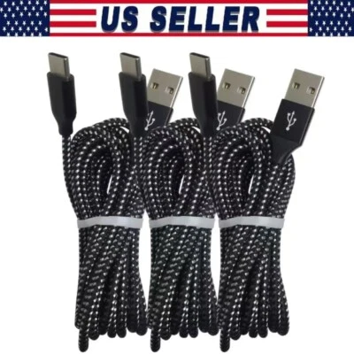 Braided USB C Type-C Fast Charging Data SYNC Charger Cable Cord 3/6/10FT Lot