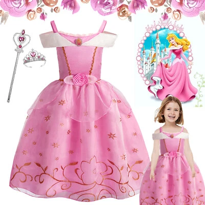 ELEBABY Girls Aurora Fancy Dress Sleeping Beauty Princess Cosplay Party Costume Kid Gift