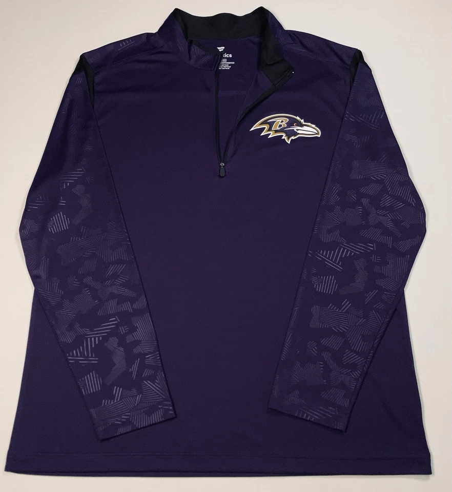 Pullover Fanatics NFL Baltimore Ravens 1/4 Cremallera Hombres XL Púrpura Ligero Elastizado Foto 2 de 4