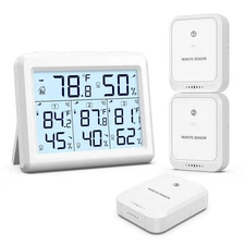 AMIR Indoor Outdoor Thermometer, 3 Channels Digital Hygrometer Thermometer wi...