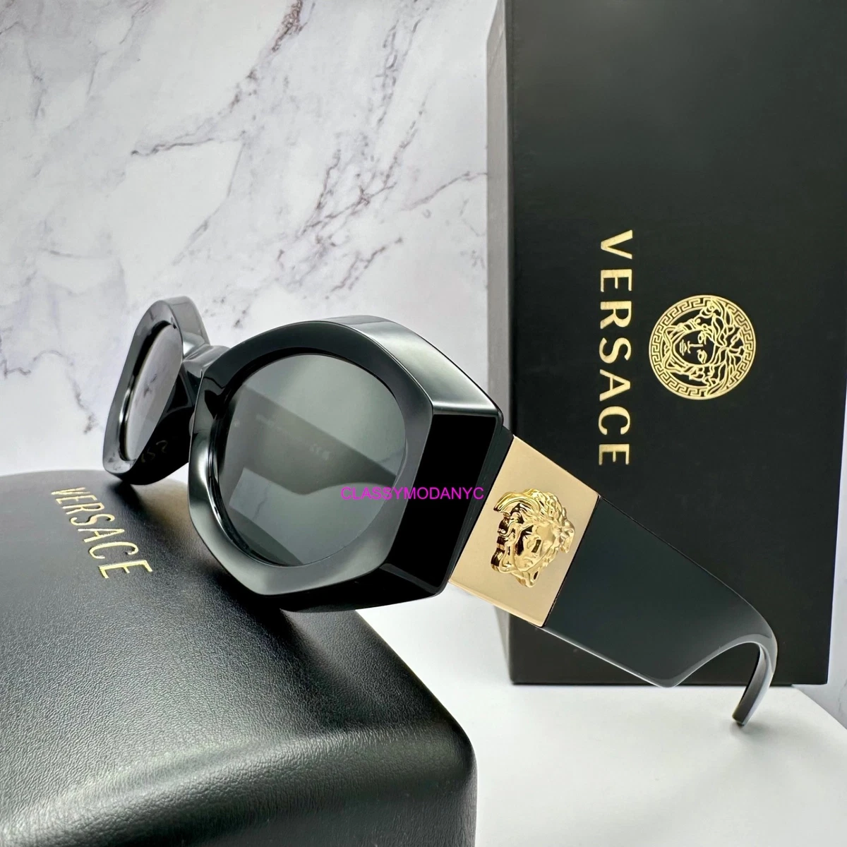 Versace 4171 163/13 Tortoise Butterfly Sunglasses Gold Logo Italy 59-15-135 Wmns Versace turns heads with these striking butterfly shaped  main image 3