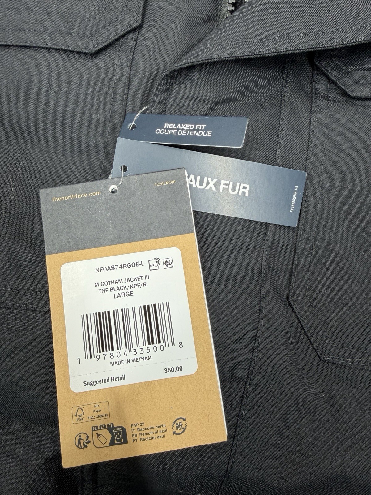 The North Face Men's Gotham Jacket III Black 600 Fill NWT Size Large $350 MSRP thumbnail 13