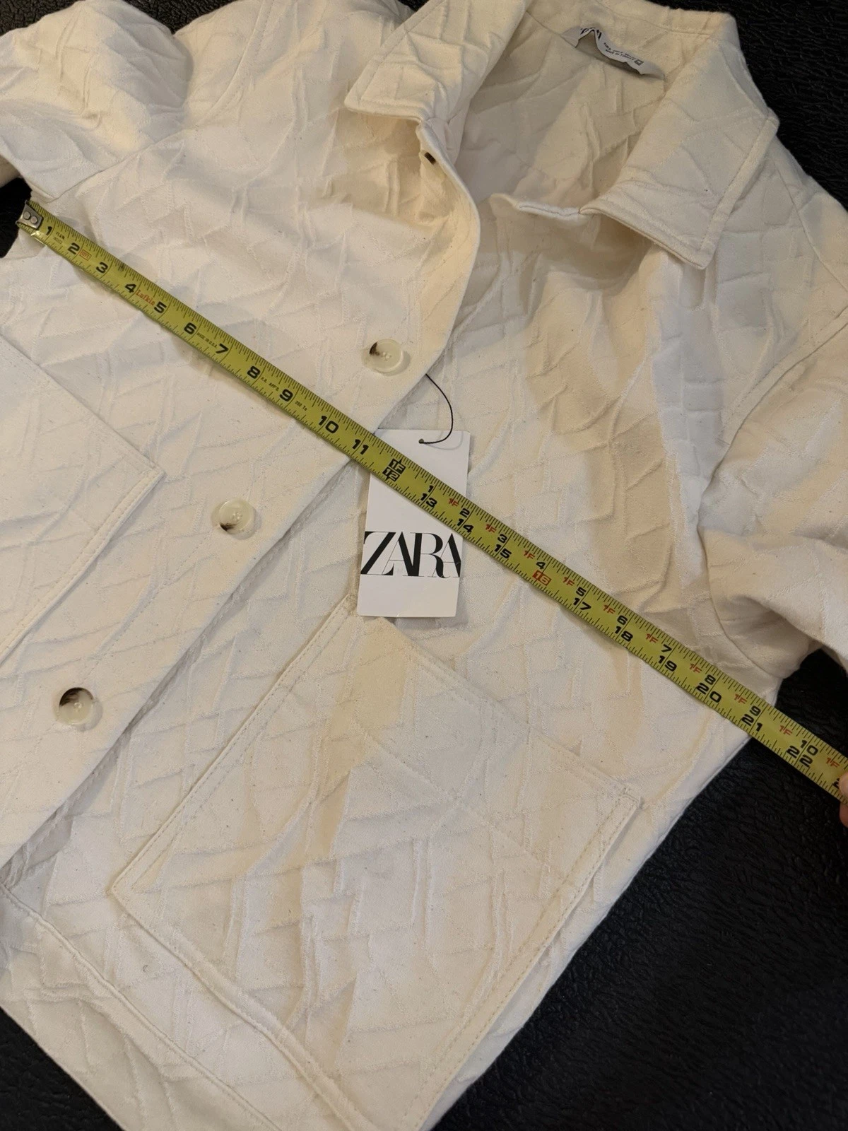 Zara White/Cream Quilted Button-Front Collared Jacket w/ Pockets Men’s Size S image 5