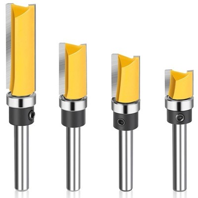 4PCS Flush Trim Route Bit 1/4 Shank, Premium Pattern Flush Cut Route Bit with Be