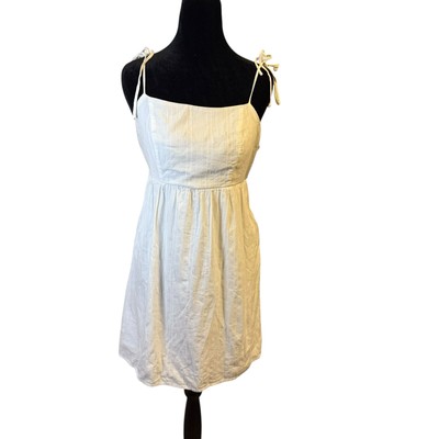Dee Elly Women's Size Medium White Smocked Back Cotton Mini Dress