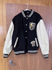 Vegas Golden Knights Letterman Jacket (L) Black/Cream Royal Crown Custom Patches