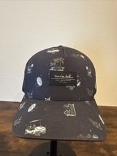 Travis Mathew Golf AOP Palm Trees Golf Cart Cocktail Logo Hat Navy A‑Frame Snap