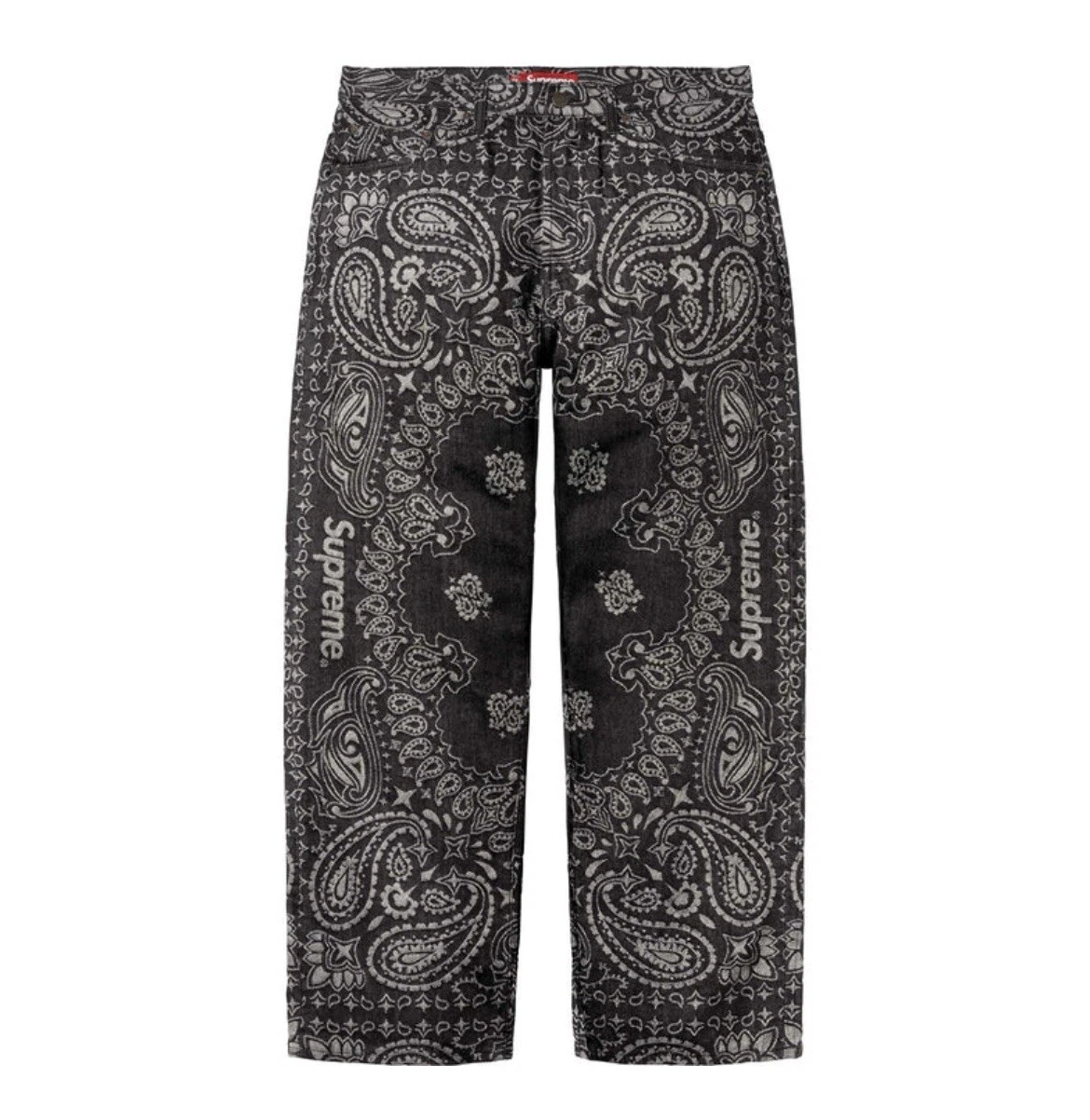 Jean baggy jacquard Supreme Bandana denim noir taille 32 commande confirmée