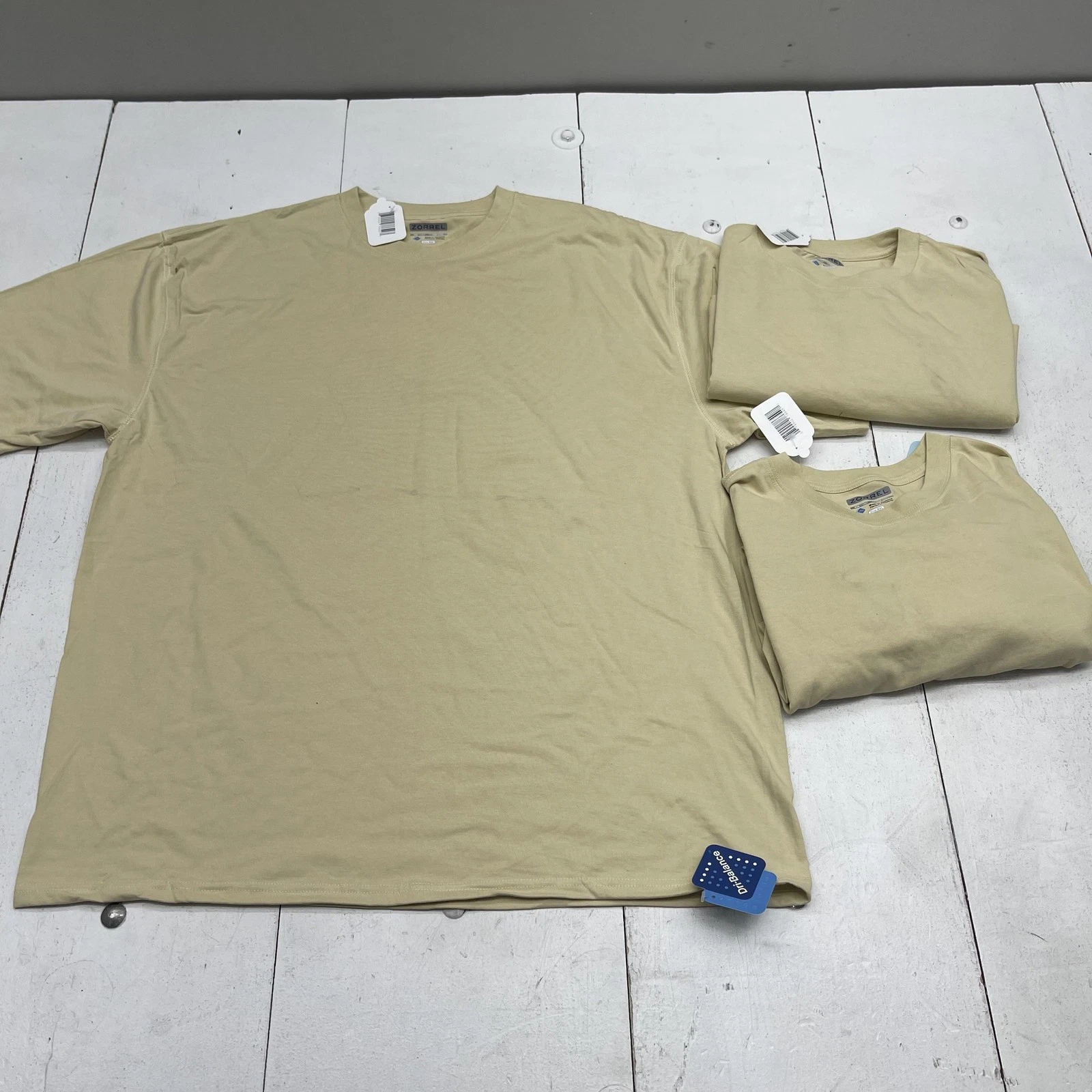 Zorrel Shirt Mens 2XL Beige Dry Balance Performance Short Sleeve Crewneck Tee