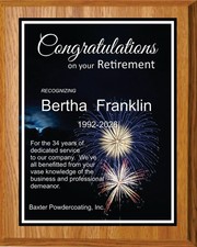 Custom Retirement Plaque - Personalized Recognition Award - Full Color Printed