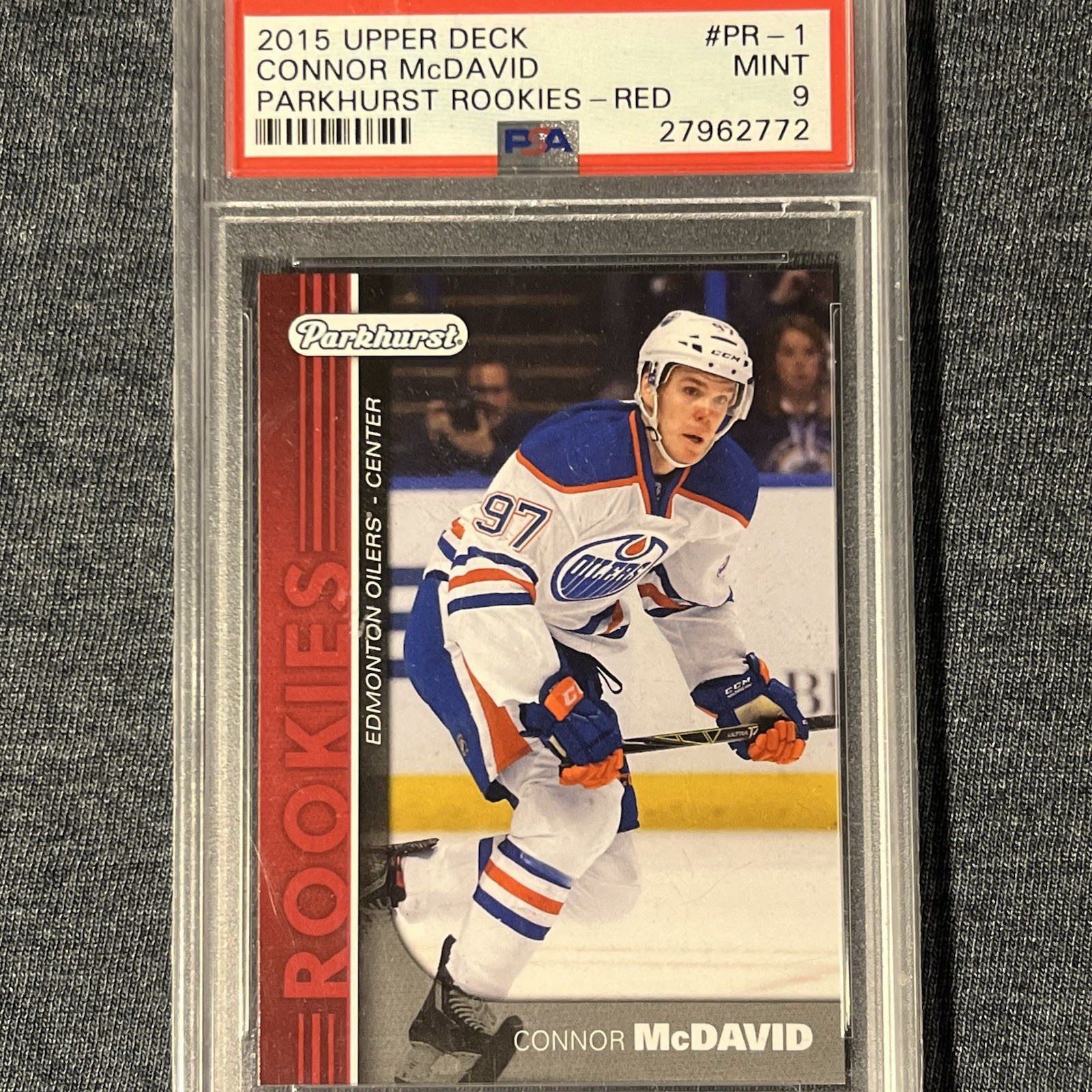 2015 Upper Deck Parkhurst Rookies Red Connor McDavid #PR—1 SSP PSA 9 Mint