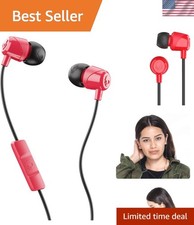 Red Jib Wired Earbuds - Noise Isolation, In-Line Mic, Travel Ready Design