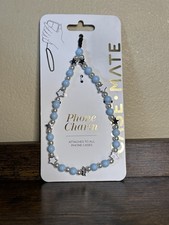 Case-Mate Mini Phone Charm Beaded Blue Silver Stars Pearls