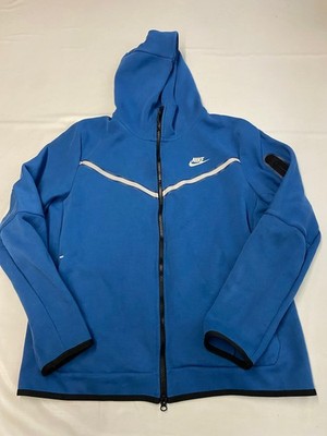 Mens NIKE SPORTWEAR Blue Full Zip Tech Fleece Hoodie Sz L CU4489