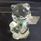 Fenton August Birthstone Birthday Bear Clear Glass Figurine Green Heart w/Tag