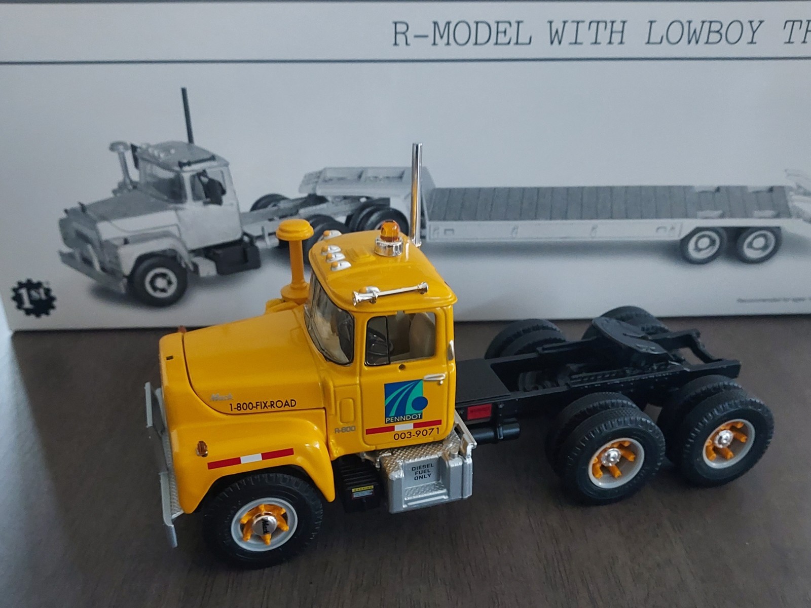 First Gear Penn DOT Mack R-Model Tractor w/Lowboy 1:34 & Loader Special Pairing!