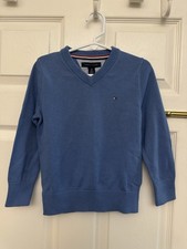 New With Tags NWT Tommy Hilfiger Boys Classic Sz 4 Blue V-Neck Sweater Orig 65