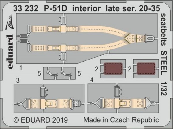 P-51D Interior Late Ser. 20-35 Seatbelts Steel F.Tamiya / 1:32 - Eduard 33232-image