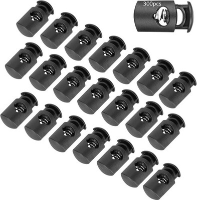 GLOGLOW 300Pcs Cord Locks, Spring Plastic Cord Locks with Nylon Toggle Stoppers