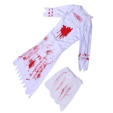 Zombie Bride Bloody Costume Lace Scary Outfit Bloodstained Zombie Bride Dress  