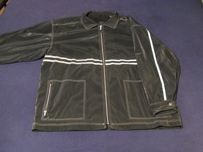MENS Vintage Y2K St. Helier's Coat Jacket Vinyl Shell Fleece Lining Reflective
