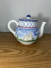 Mesa International Bunny Rabbit Ceramic  Teapot Easter Spring  1992 Italian