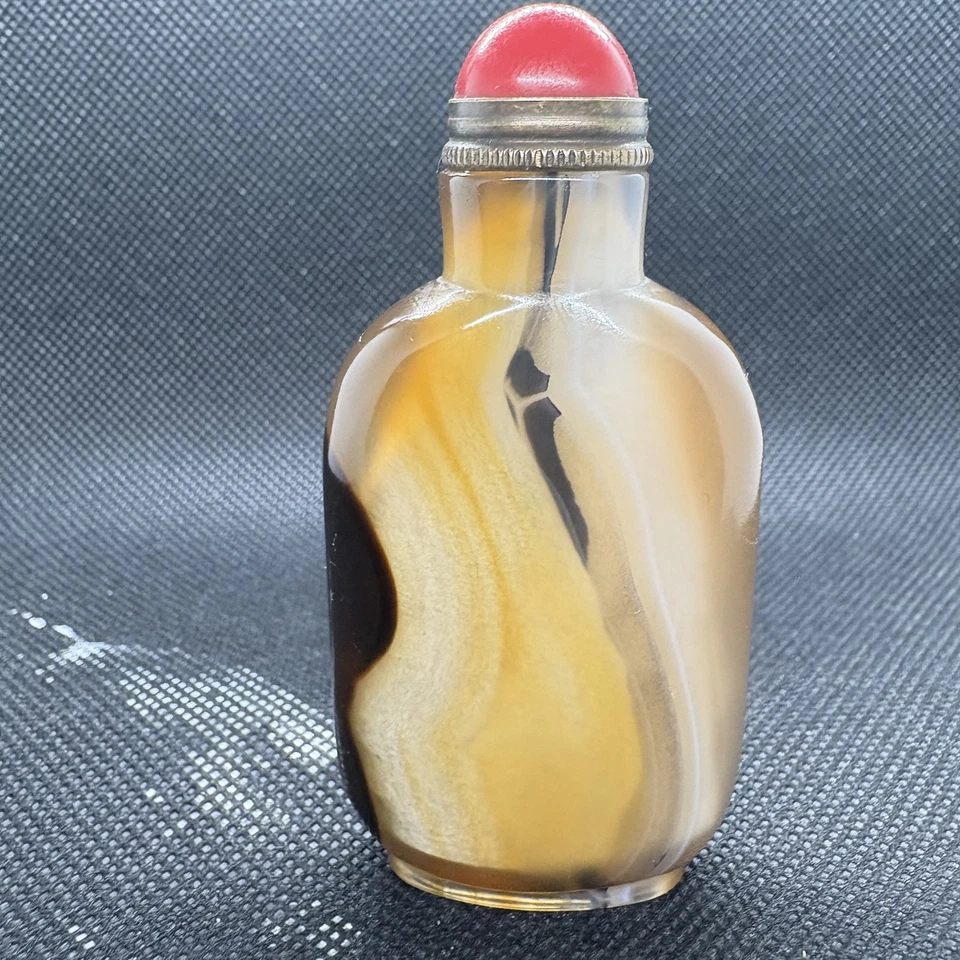 100% Brazilian,agate, exquisite, hand-carved, agate, snuff bottle - Image 3 of 4
