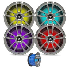 4x Titanium OEM Replacement Infinity 6.5" 225W Marine Speakers w/ RGB LED Lights