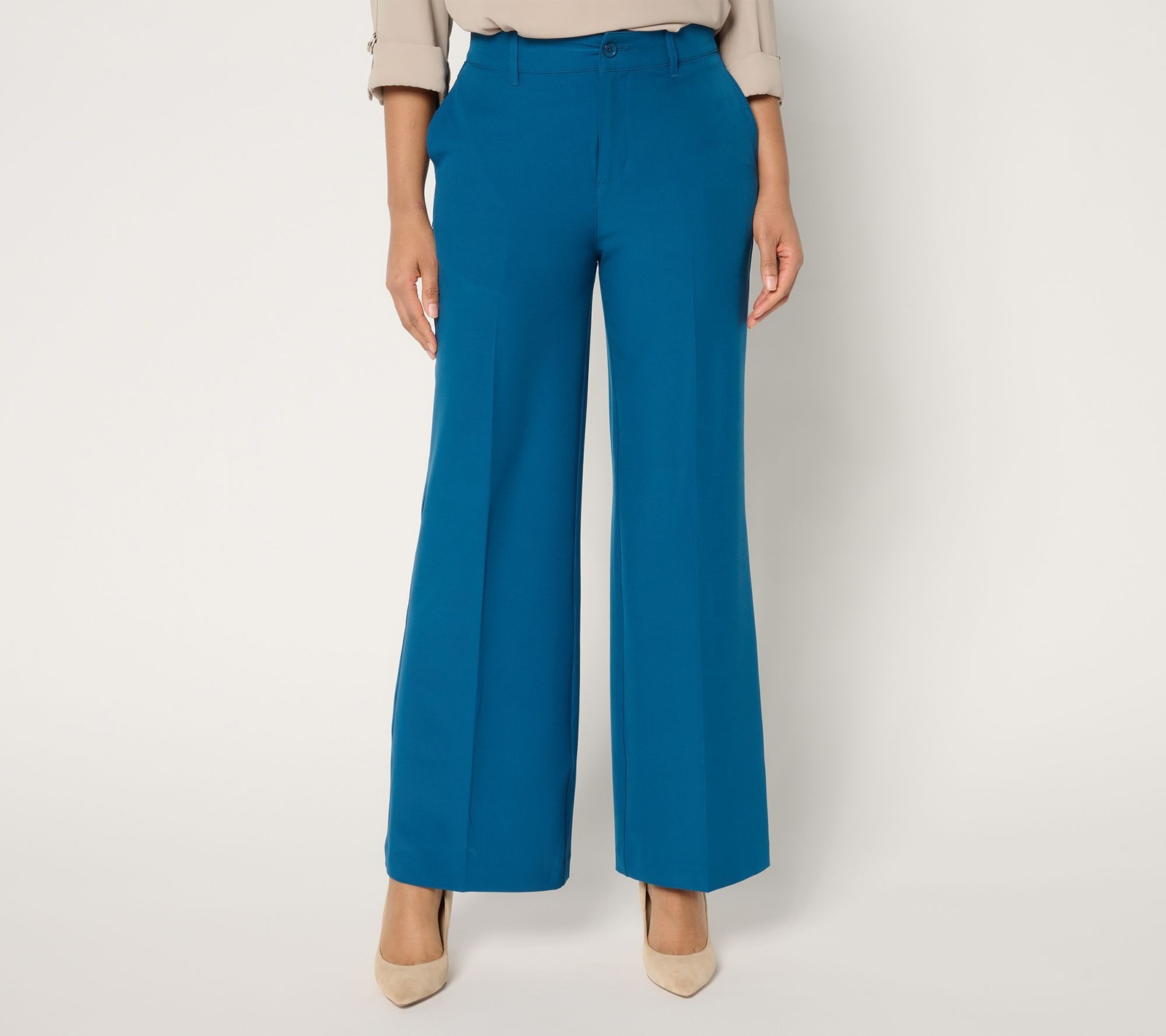 BEAUTIFUL by Lawrence Zarian Women's Petite Pants 20P Wide Leg Blue A680682