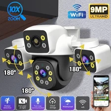 3 Lens 6K HD WiFi Camara De Seguridad Para Exterior Con Vision Nocturna y Audio