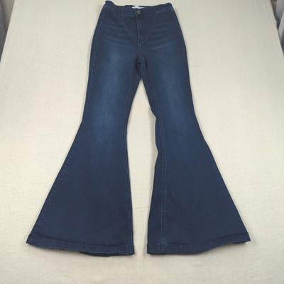 Kancan Jeans Womens 29 Blue Jainey High Rise Flare Stretch Hippie Boho