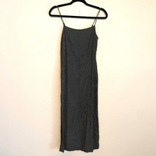 Vintage Y2K Express dress midi gingham print black white XS 90s dark academia