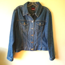 Vintage 90s Blue Denim Jacket Sz 12 Boho Retro Y2K