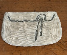 Vintage Pearl Beaded Evening Clutch Purse Japan Tie Mini Micro