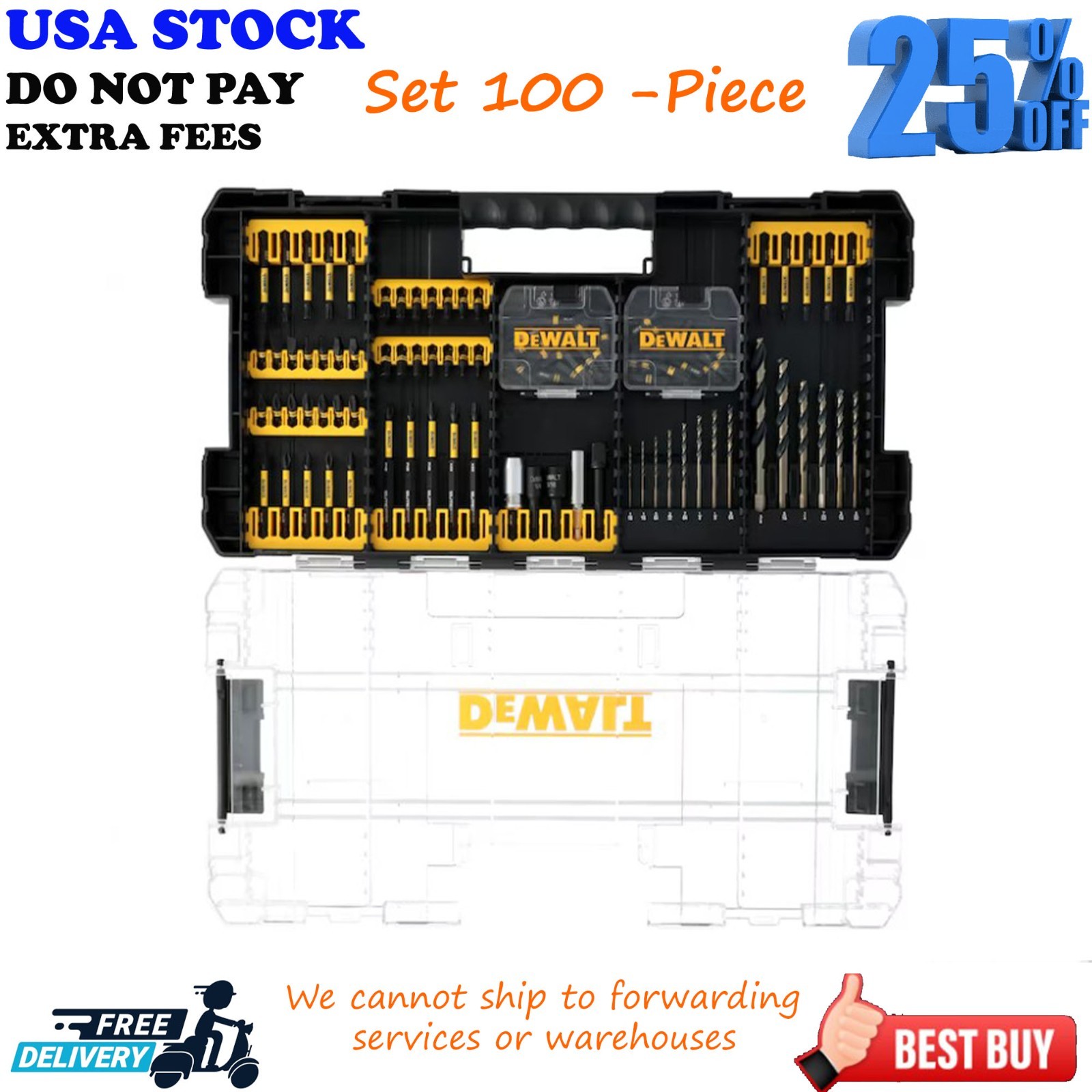 DEWALT ELITE SERIES 1/4-in x Impact Driver Bit Set 100 -Piece, Impact Ready