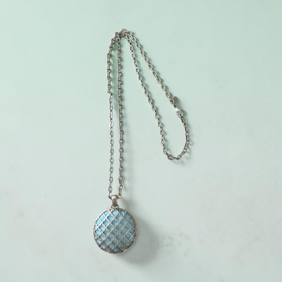 Kiam Family Pendant Necklace  Marrakesh  Amazonite Green Stone Matte Gold Tone