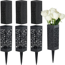 Cemetery Vases with Foam, Plastic Flower Holder with Spikes Gravestone Headstone