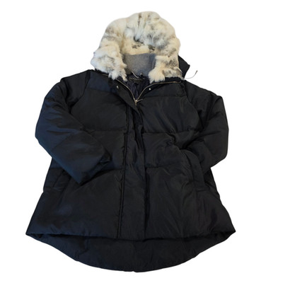 Bernardo Puffer Hooded Jacket Womens Black M Full Zip Duck Down Polyester Fibres