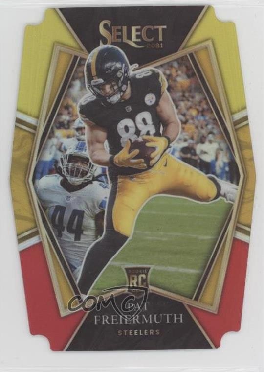 2021 Panini Select Premier Level Red & Yellow Prizm Die-Cut Pat Freiermuth 18p6