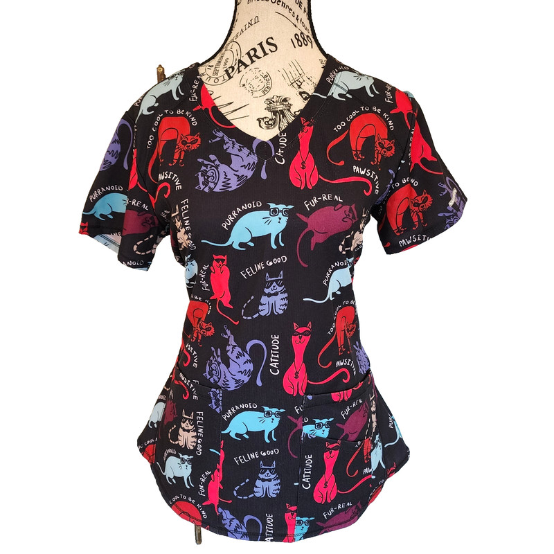 SKECHERS cat print scrub- size S