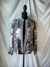 Chico's Blazer With Paisley Print And Leopard Trim Sz 2