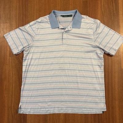 Bobby Jones Polo Shirt Mens XXL Blue Stripe Golf 100% Cotton Outdoor
