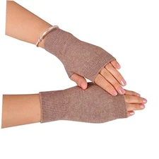  Wool Blend Fingerless Gloves Soft Arm Warmers Flexible Typing Gloves Khaki