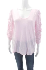 Sundry Womens Cotton Short Sleeve V-neck Basic T-shirt Pink Size 03