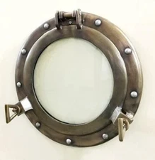 15" Aluminum Porthole Antique Finish Nautical Ship Window Glass Porthole